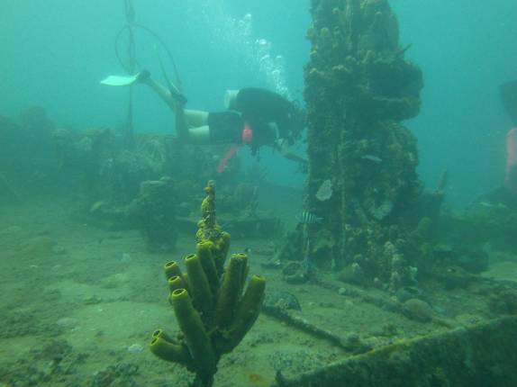 Explorando o naufrágio Lesleen M, em Soufriere, sul de Santa Lúcia, no Caribe